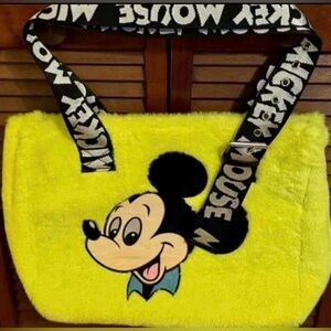 Disney Parks Mickey Mouse Faux Fur Fuzzy Tote Bag